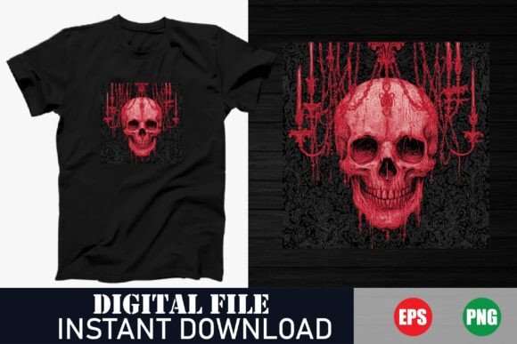 Bloody Skull Graphic Black Shirt: Unleash Edgy Creativity