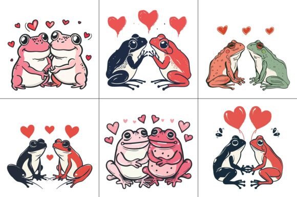 Celebrate Creativity with a Frog Valentine Vector Graphic