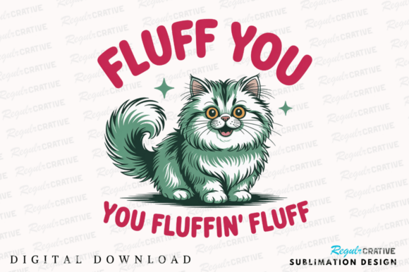 Cute Fluffy Cat Sublimation PNG: Your Go-To Graphic for Purr-fect Projects