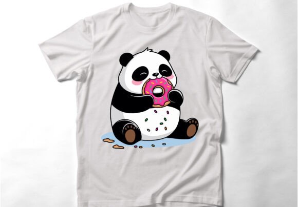 Cute Panda Eating a Donut Graphic T-Shirt: A Playful Asset for Your Brand