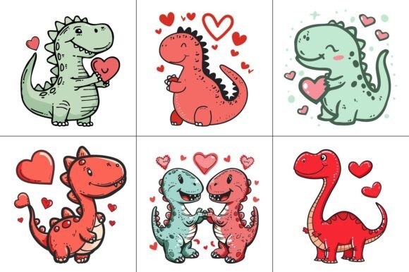 Dinosaur Valentine Vector Graphic: Prehistoric Charm for Modern Design