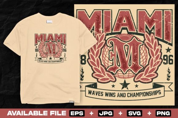 Miami Varsity Retro Graphic for T-Shirts