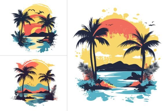 Summer Sunset Colorful T-Shirt Graphic for Creative Projects
