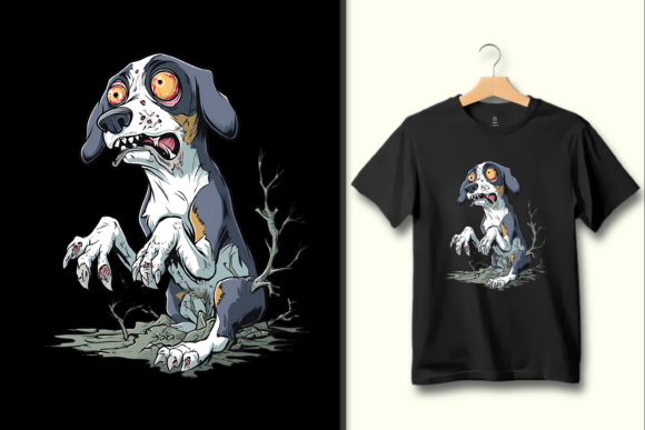 Zombie Dog Spooky Horror Cartoon Graphic
